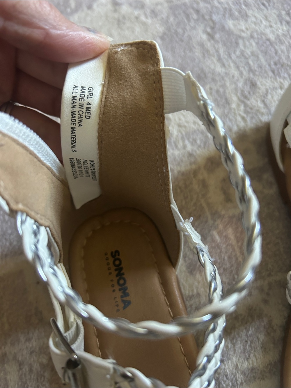 Sonoma Silver & White Braided Gladiator Sandals - Picture 2 of 3
